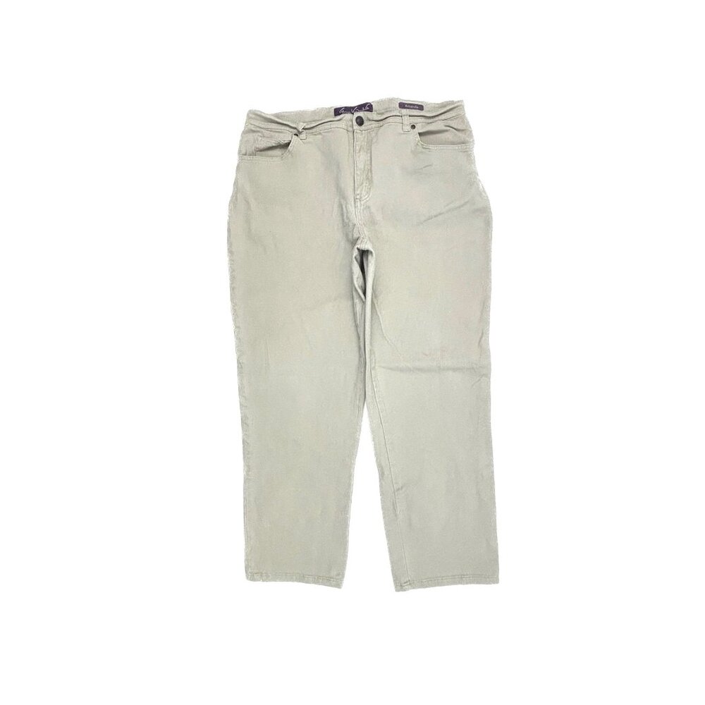 Gloria Vanderbilt Amanda Straight Leg Women's size 14P Tan Beige Denim Jeans